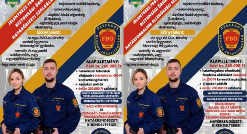Bruttó 260 ezer forintos fizetésért keresnek biztonsági őröket az országhatár hajdú-bihari szakaszára