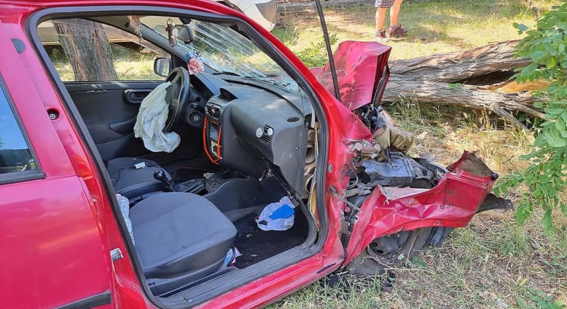 Elkötötte apja kocsiját, felvette a haverjait, majd fának ütközött a jogsi nélkül vezető fiatalember Gyendán