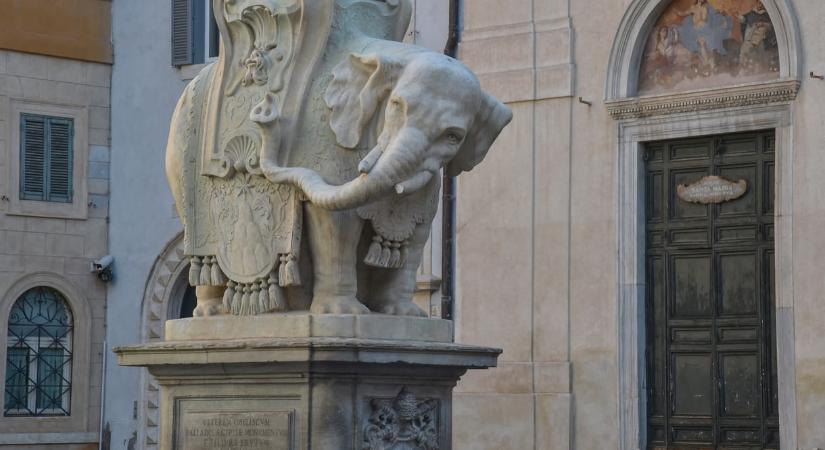 Letört Bernini Rómában álló elefántszobrának egyik agyara