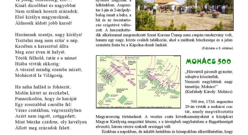 Szent Korona Ünnep, Palóc Világtalálkozó és helytörténet
