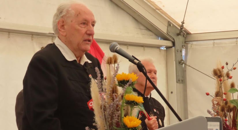 Mindszenty Józsefet méltatta az 1956-os forradalmár az andaui hídnál