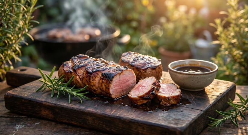 Grillezett sertésszűz-medália balzsamos-mézes mázzal