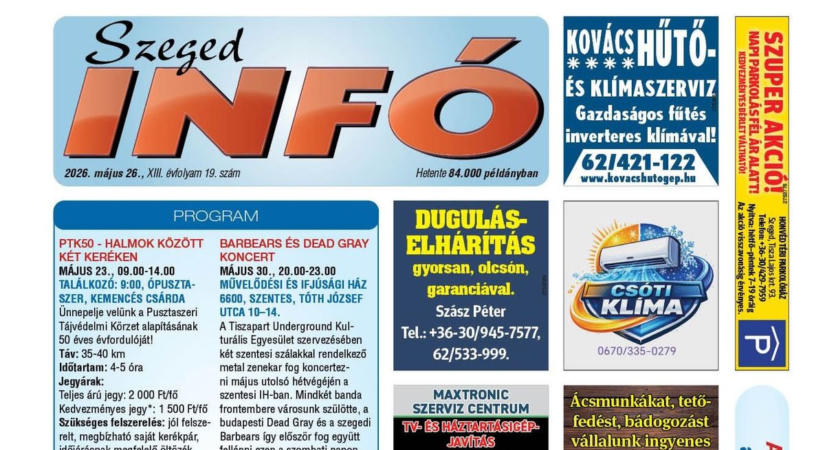 Szeged Infó 2026.05.26-i lapszáma