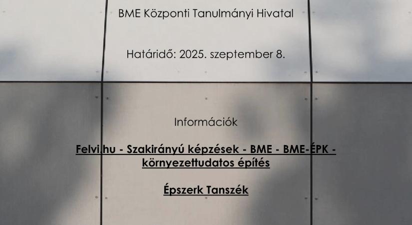 Környezettudatos építés szakirányú képzés
