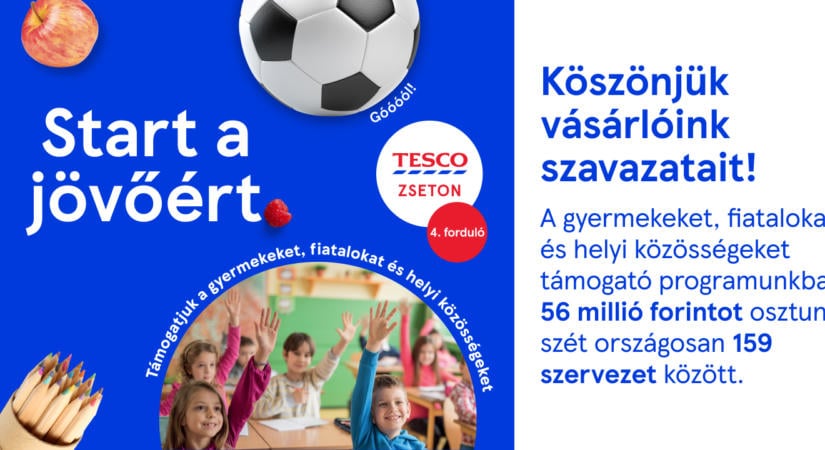 A vásárlók szavaztak, a helyi közösségek nyertek: 56 millió forint támogatás a Tescótól 123 településen