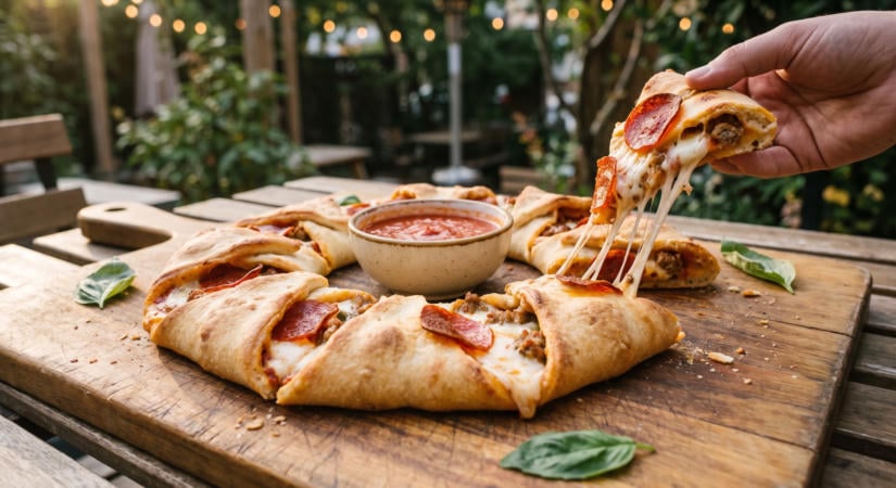 Pizzakoszorú kolbásszal és mozzarellával a grillen