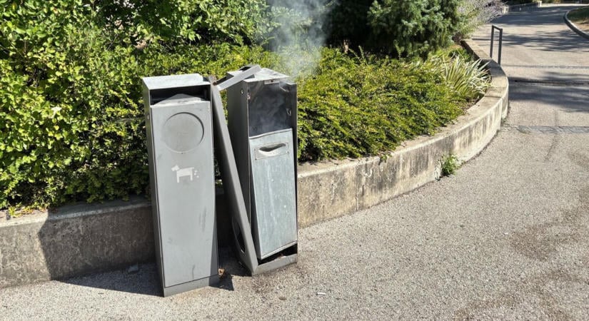Cigarettacsikk miatt gyulladhatott ki egy virágláda és egy kuka Veszprémben (galéria  videó)