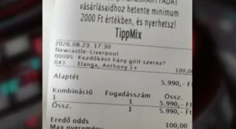 600 ezer forintot nyert a Tippmixen egy borsodi férfi, de nem fizetik ki neki, mert tévedésből rossz oddsot adtak meg a fogadásához