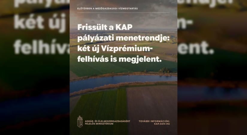 Új Vízprémium-pályázatok érkeznek a mezőgazdasági vízgazdálkodás támogatására