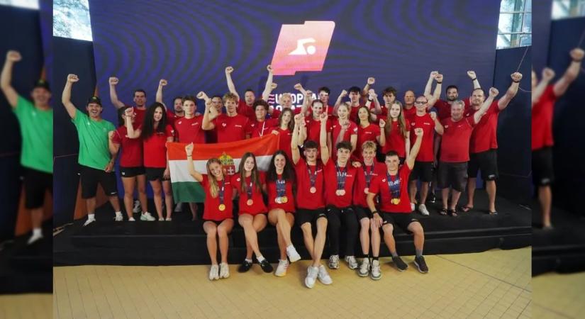 Negyedik helyen zárt a magyar csapat a müncheni junior úszó Eb-n