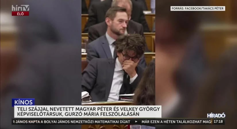 Teli szájjal nevetett Magyar Péter és Velkey György a saját képviselőtársán