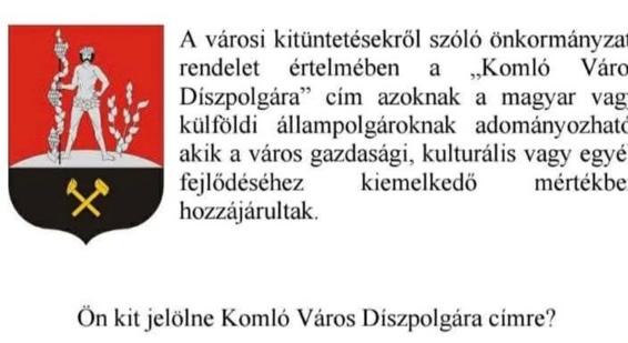 Ki legyen Komló díszpolgára? Javaslatokat várnak Hoppál visszalépése után