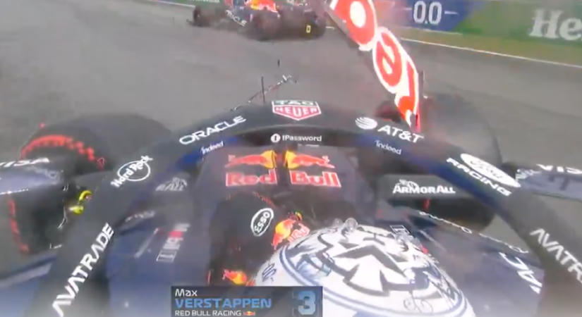 Videón a baleset: csúnyán összetörte a kocsiját a Holland Nagydíjon Max Verstappen