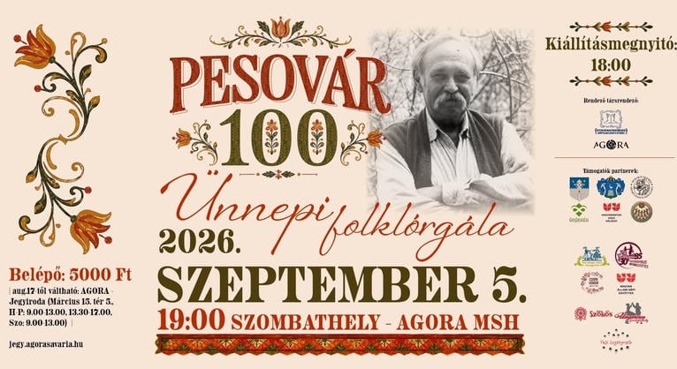 Pesovár 100: ünnepi folklórgála az AGORA-MSH-ban (szept. 5.)