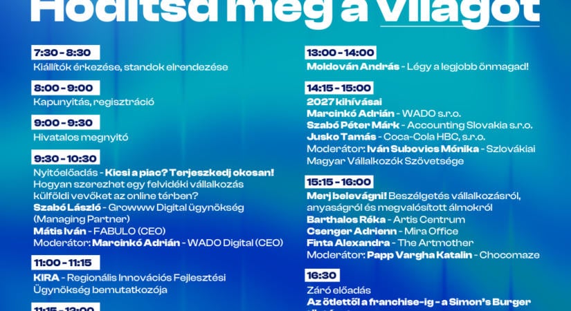 Inspiráló előadásokkal és üzleti lehetőségekkel várja a vállalkozókat a Felvidéki Vállalkozói EXPO