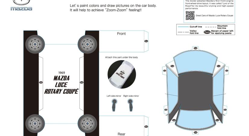 Autós színezők, kifestők – Az ünneplő Mazda atom papírautói