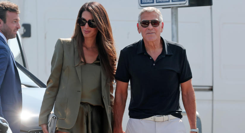 Amal Clooney zöld selyemszettje mindenkit elvarázsolt Velencében