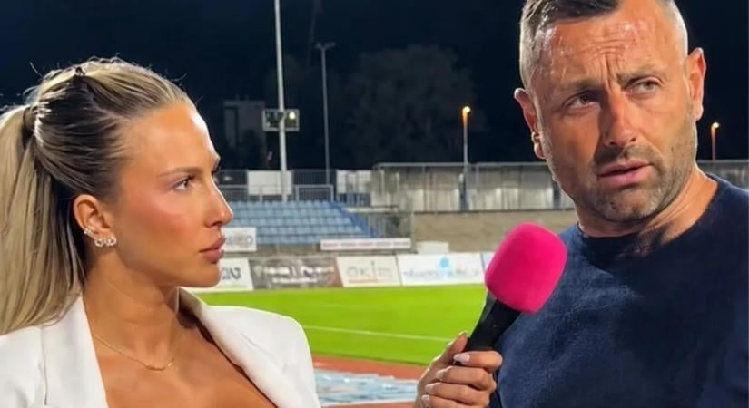 Merész dekoltázst villantott a sportriporternő, látni kell az edző reakcióját – videó