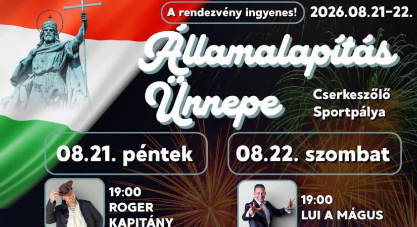 Államalapítás ünnepe 2026 Cserkeszőlő