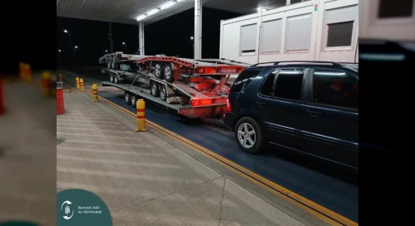 Szegecsekkel manipulált rendszámú trélert kapcsoltak le a NAV pénzügyőrei az M5-ösön
