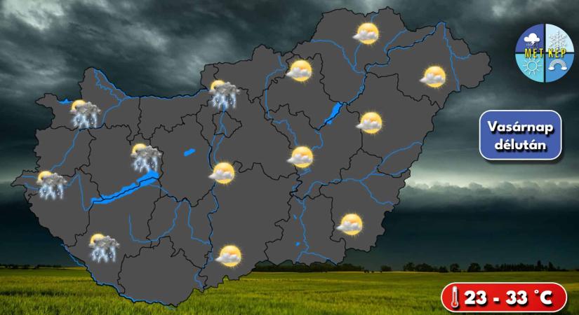 Vasárnap hidegfront érkezik, záporok és zivatarok is kialakulhatnak
