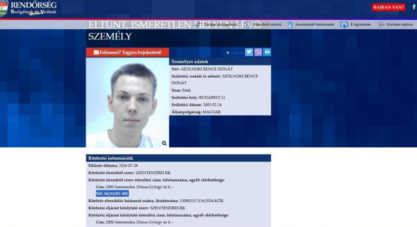 Tizenkét napja nincs nyoma a 21 éves fiatalnak – továbbra is keresik az Ozora Fesztiválról eltűnt Bencét