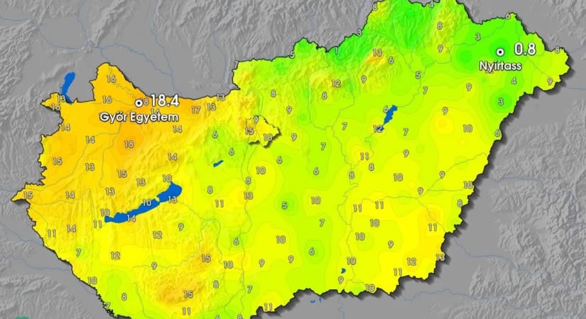 Kettészakadt az ország: több mint 17 Celsius-fokos különbség alakult ki csütörtökön