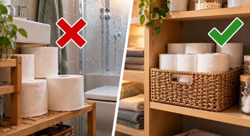 Semmiképp ne a fürdőszobában tárold a WC papírt! Helyette itt érdemes: