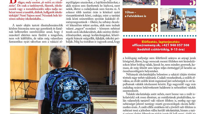 Mi nehezítheti az iskolatáskát – ezt is taglalja a Remény hetilap szeptember 6-ai száma
