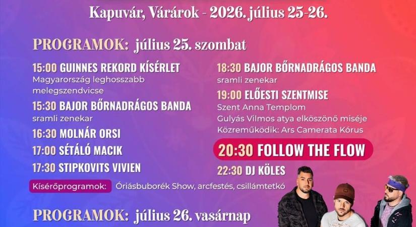 A megye talán legismertebb búcsújának programját mutatjuk - Szent Anna Napok Kapuváron
