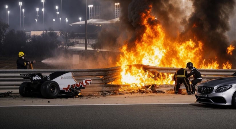 Ezt a felvételt nem lehet törölni az emlékezetünkből: 27 másodpercig égett a lángokban az F1-es pilóta. Videón, hogy élte túl a horrorbalesetet