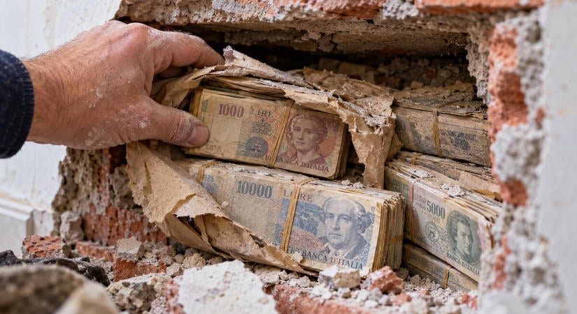 Közel 3 milliárd lírát talált a falban egy olasz férfi, a jegybank mégsem váltja be