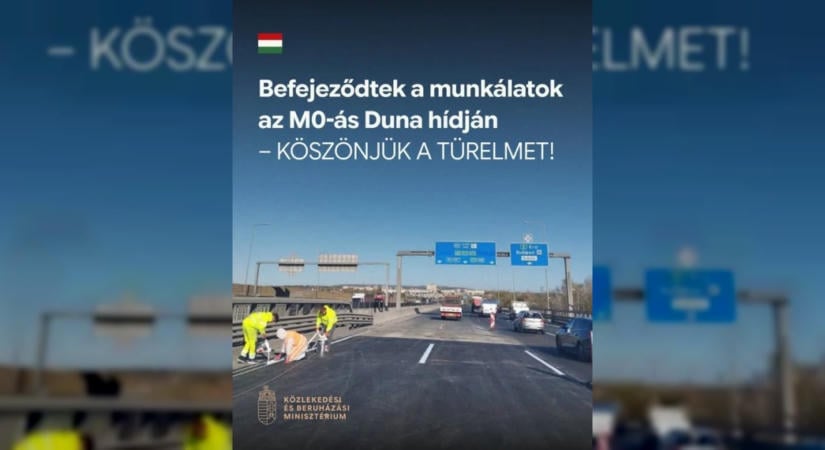 Vitézy Dávid: befejeződtek a javítások az M0-s Deák Ferenc Duna-hídján