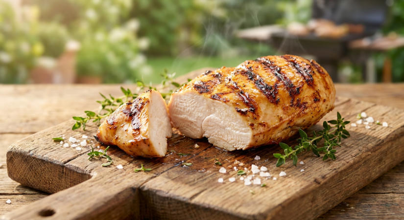 Sólével fecskendezett, szaftos grillcsirkemell