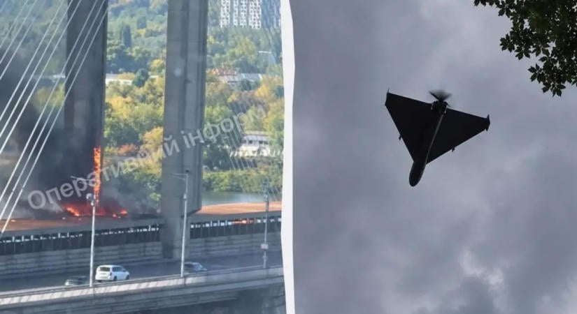 Orosz drónok csapódtak Kijev egyik fontos hídjába, leállították rajta a közlekedést