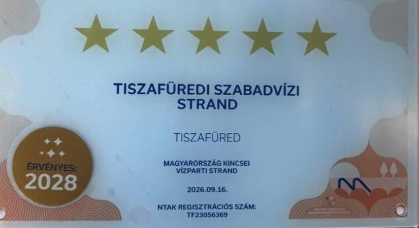 Ötcsillagos minősítésben részesült a tiszafüredi strand