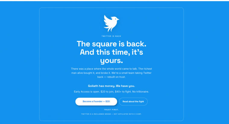 Kivette Elon Musk kezéből a Twitter márkát egy amerikai szerzői jogi szakember, és már el is indította saját oldalát