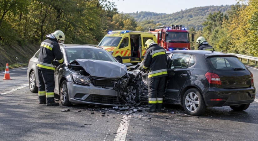 Súlyos baleset történt Pécsváradnál, két autó ütközött a 6-os számú főúton