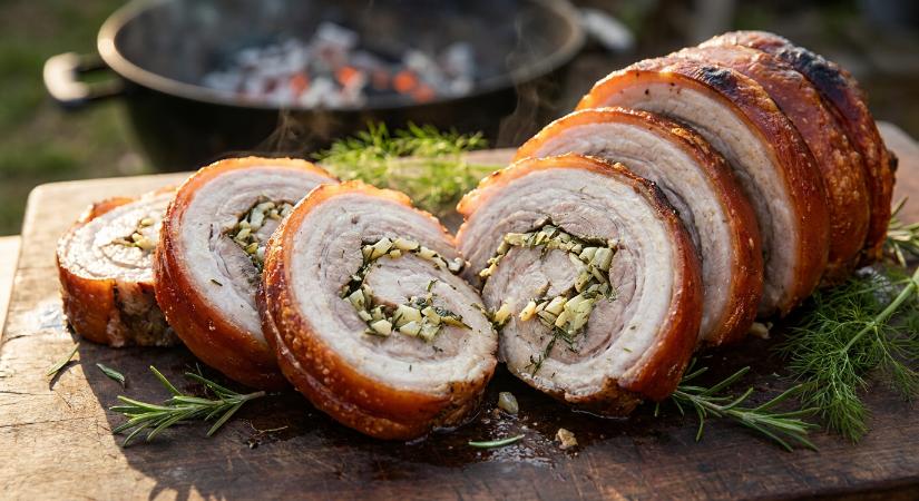 Töltött porchetta - a roppanós bőrű olasz sertéstekercs, ami elviszi a show-t