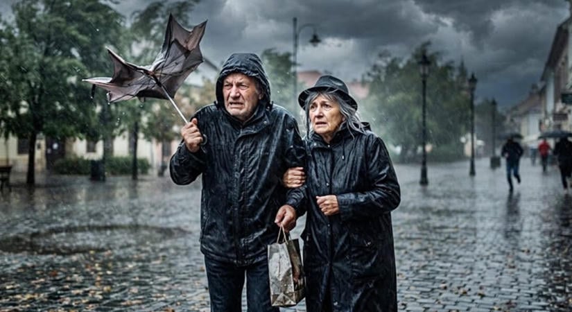 Viharos széllökéssel, bőséges esővel érkezik a vihar, ekkor ér ide