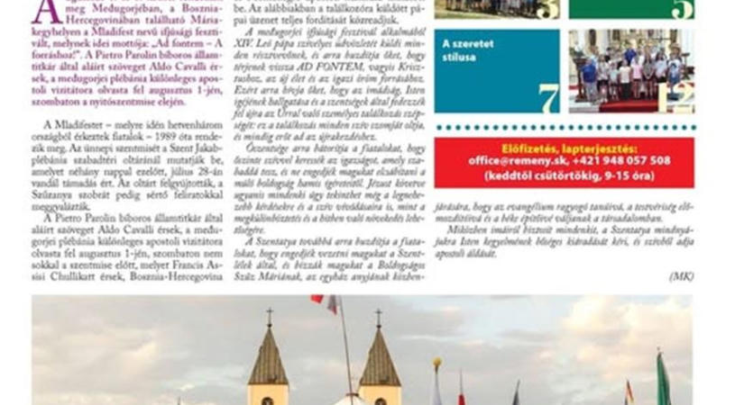 Leó pápa üzenetét olvashatják a Remény hetilap címlapján