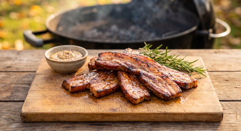 Grillezett sörös-mustáros sertéscsászár csíkok