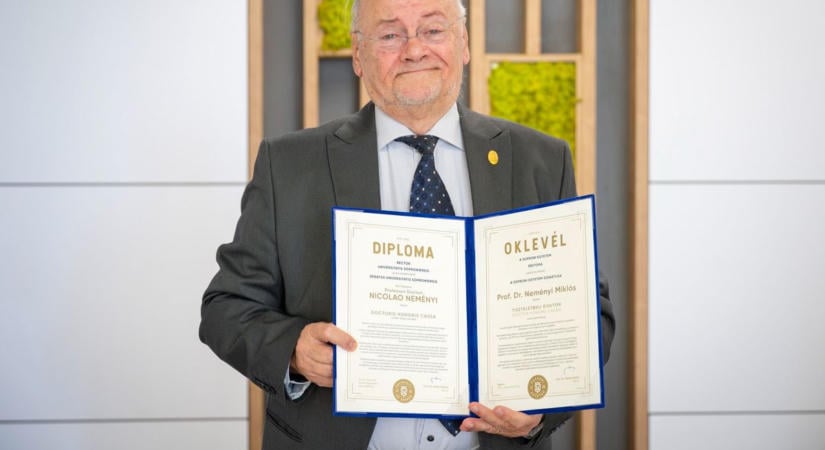 Tiszteletbeli doktori címet adományozott dr. Neményi Miklósnak, a Széchenyi István Egyetem professor emeritusának a Soproni Egyetem