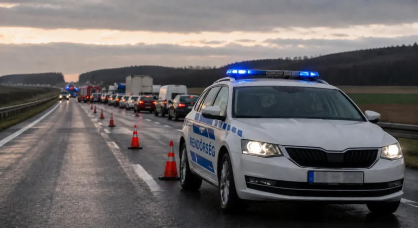 Két autó ütközött a 82-es főúton Csesznek térségében, lezárták az útszakaszt