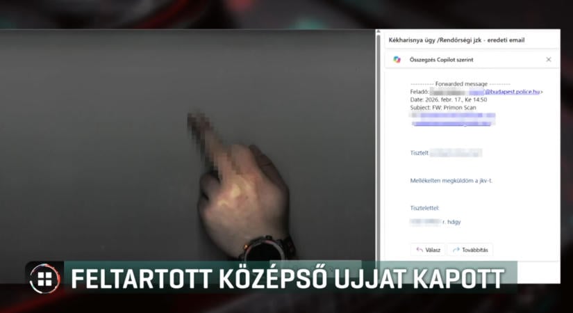 Jegyzőkönyv helyett feltartott középső ujj – rendőrségi emailben küldtek obszcén fotót