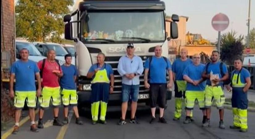 Ezúttal a szemétszállítókat lepte meg a borsodi apa-lánya páros: 128 szelet pizzával érkeztek hajnalban - videóval