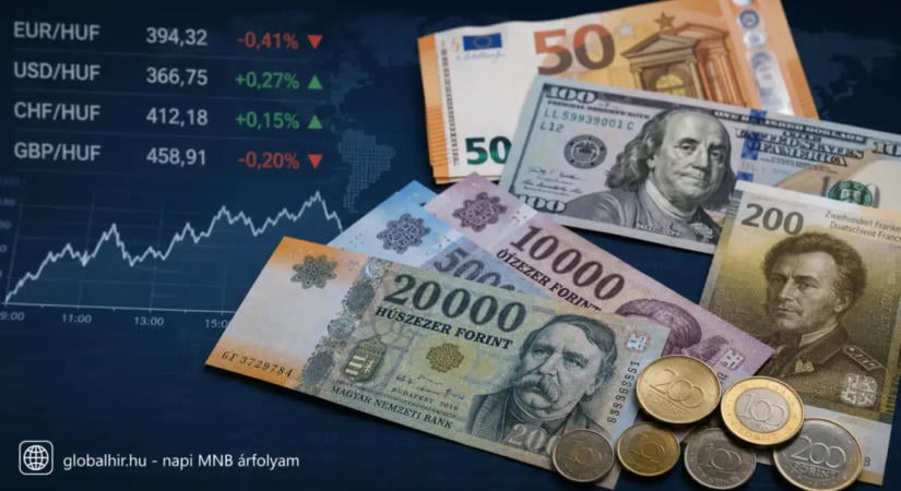 Szerdai MNB árfolyamok: euró, dollár és svájci frank