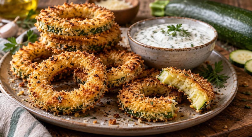 Hagymakarikának tűnik, pedig sütőben sült parmezános cukkini joghurtos mártással