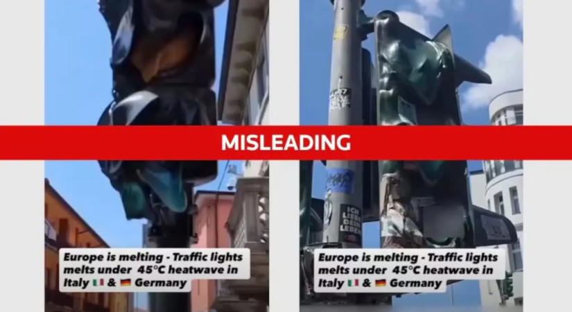 Tényleg így olvasztotta meg a hőség a közlekedési lámpákat Európában?