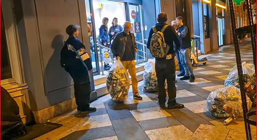 Egyre erőszakosabb a pesti palackháború – Halállal fenyegetőzött egy palackgyűjtő a belváros közepén